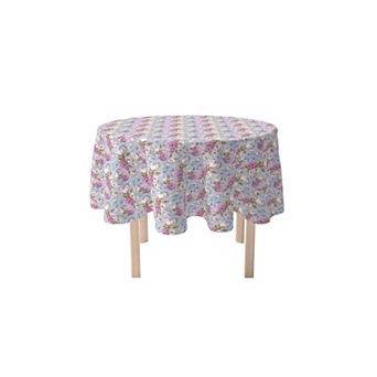 Round Tablecloth, 100% Polyester, 70" Round, Butterfly Vintage Floral