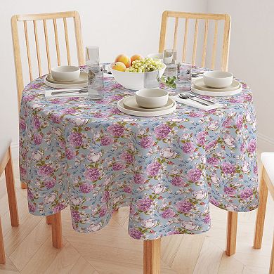 Round Tablecloth, 100% Polyester, 70" Round, Butterfly Vintage Floral