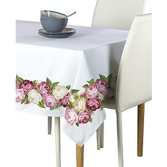 Rectangular Tablecloth, 100% Polyester, 60x104", Peonies Garland