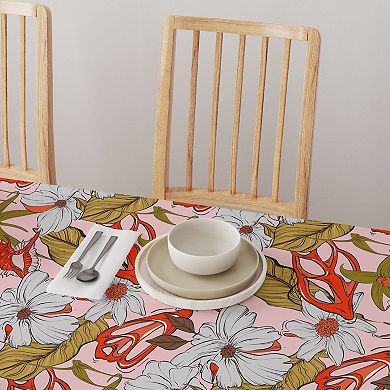 Square Tablecloth, 100% Cotton, 52x52", Floral 228