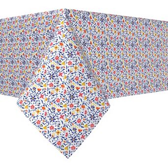 Rectangular Tablecloth, 100% Cotton, 60x84", Retro Garden