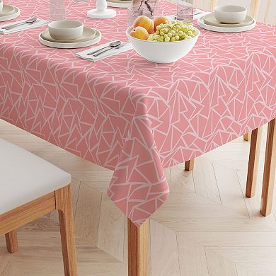 Rectangular Tablecloth, 100% Cotton, 52x84", Geometric Shapes Pink
