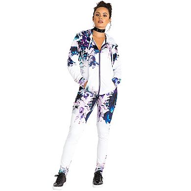Caci Floral Print Activewear Tracksuit Hoodie Jacket