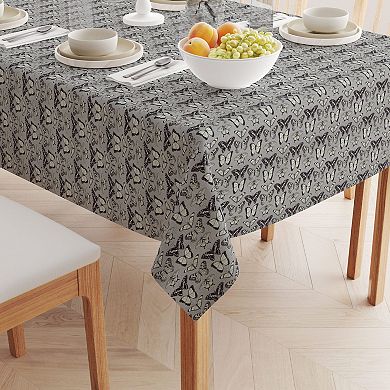 Square Tablecloth, 100% Polyester, 70x70", Butterflies Tile Design