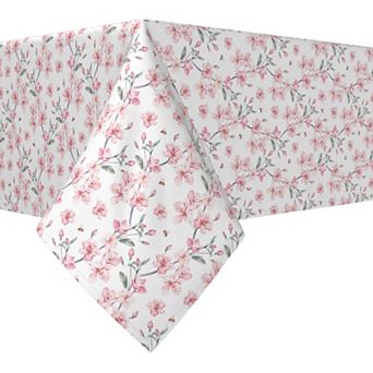 Rectangular Tablecloth, 100% Cotton, 60x104", Pink Floral Blossom