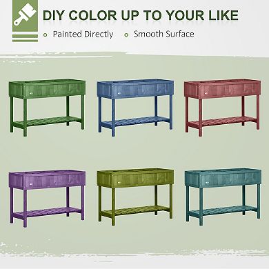 Outsunny Wooden Raised Garden Bed, Elevated Planter Box Stand, Dark Brown