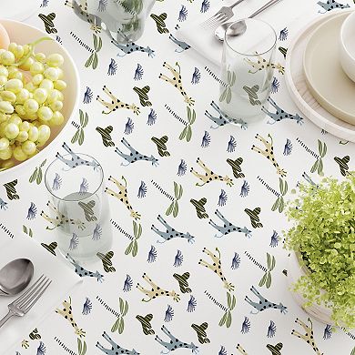 Rectangular Tablecloth, 100% Cotton, 52x104", Giraffe Wild Life
