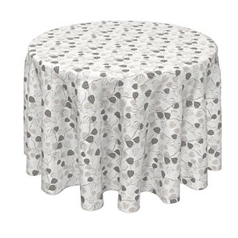 Round Tablecloth, 100% Polyester, 60" Round, Outlined Abstract Leaves