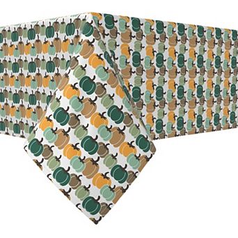 Rectangular Tablecloth, 100% Cotton, 52x120", Colorful Pumpkins Stripe