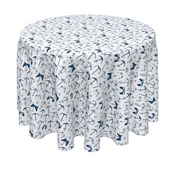 Round Tablecloth, 100% Polyester, 60" Round, Sea Anchors