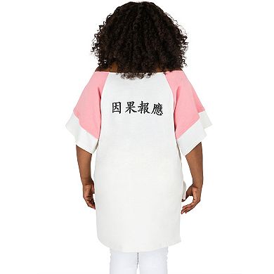 Plus Size Women's Curvy Fit High Low Screenprinted Boatneck Top