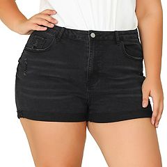 Agnes Orinda Women's Plus Size Jean Short Raw Hem Stretched Casual  Distressed Denim Shorts Black 1X : : Clothing, Shoes & Accessories