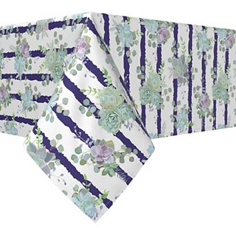 Square Tablecloth, 100% Cotton, 52x52", Succulent Stripe