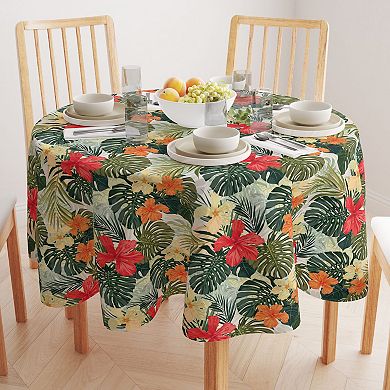 Round Tablecloth, 100% Polyester, 70" Round, Hibiscus Garden