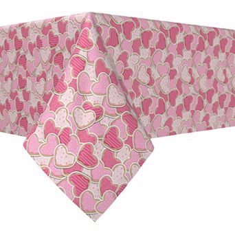 Rectangular Tablecloth, 100% Cotton, 60x104", Decorated Heart Shaped Cookies