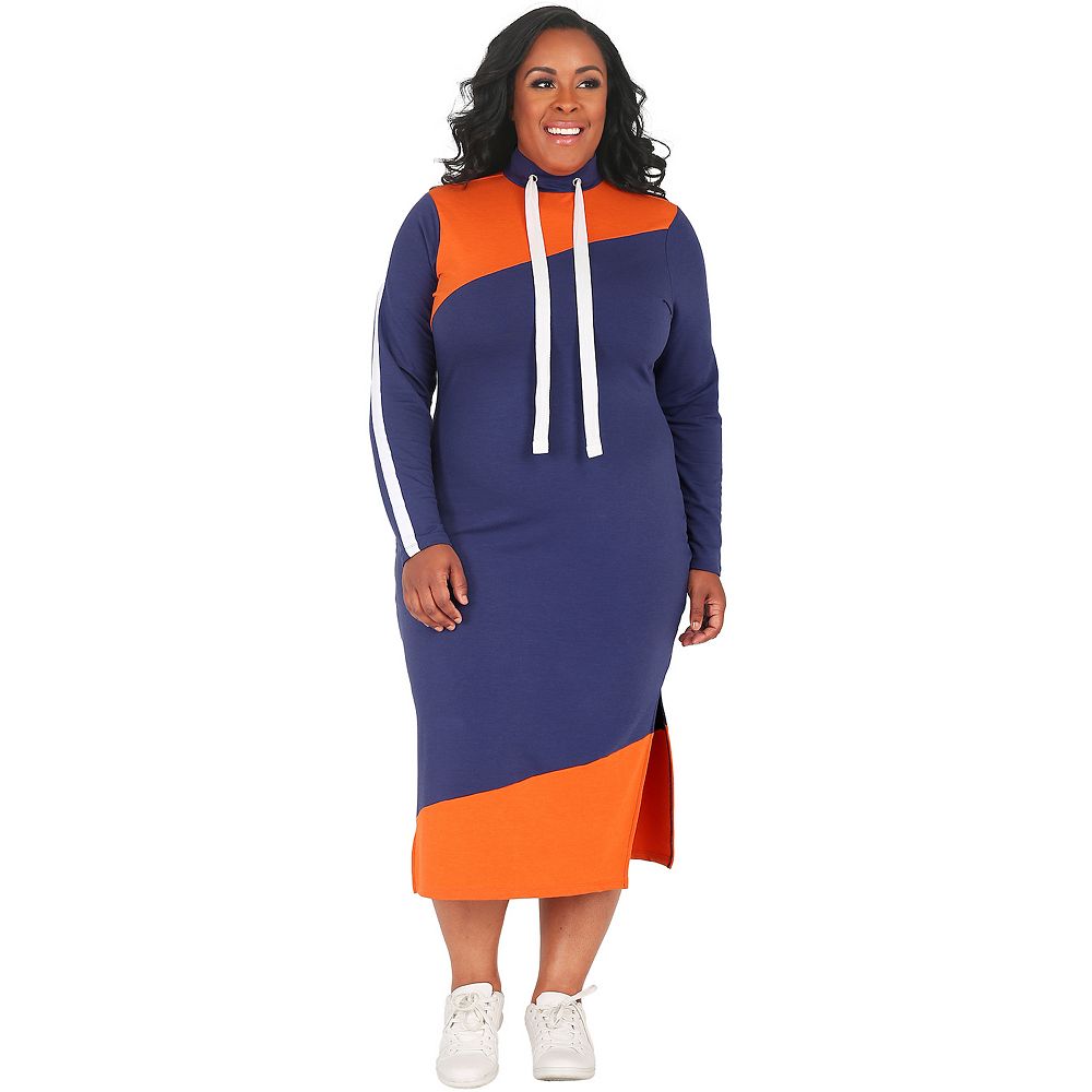Plus Size Wanda Athleisure Drawstring Turtleneck Midi Dress