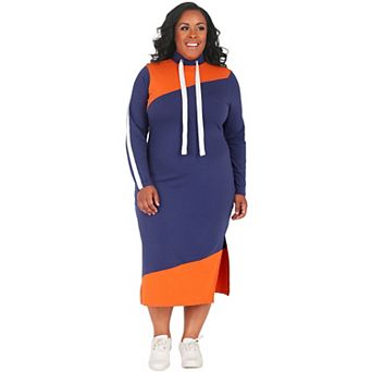 Plus Size Wanda Athleisure Drawstring Turtleneck Midi Dress