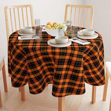 Round Tablecloth, 100% Polyester, 70" Round, Halloween Plaid