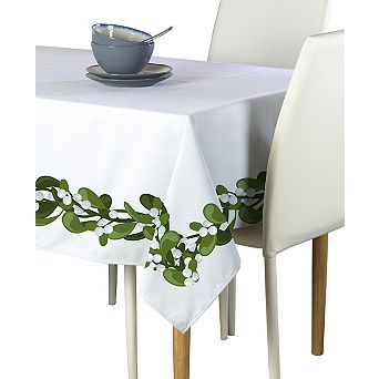 Rectangular Tablecloth, 100% Polyester, 60x84", Mistletoe Garland