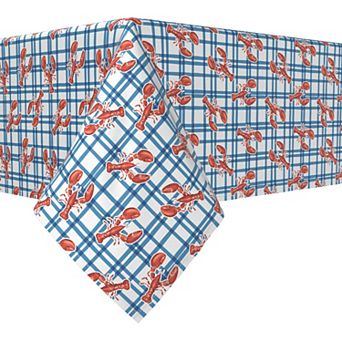 Square Tablecloth, 100% Polyester, 54x54", Lobster Picnic Check