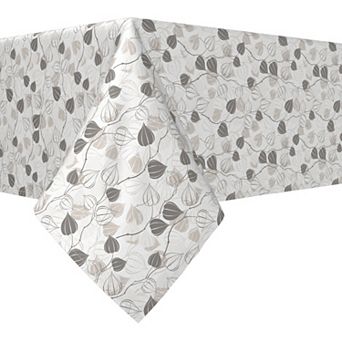 Square Tablecloth, 100% Polyester, 54x54", Outlined Abstract Leaves