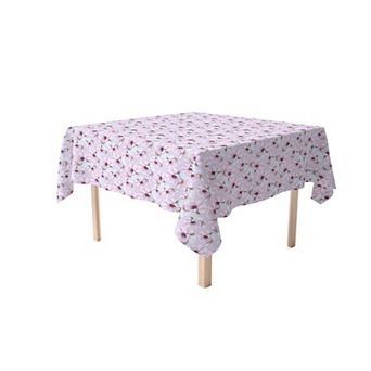 Square Tablecloth, 100% Polyester, 54x54", Brush Stroke Purple Flowers