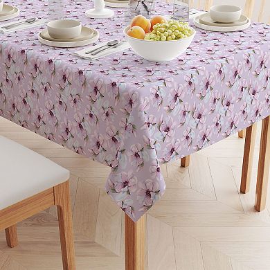 Square Tablecloth, 100% Polyester, 54x54", Brush Stroke Purple Flowers