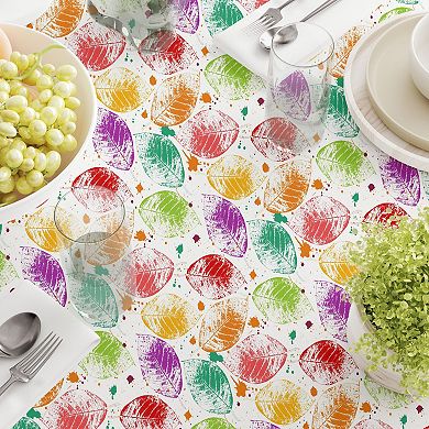 Rectangular Tablecloth, 100% Cotton, 60x104", Bold Autumn Leaves & Paint Splatter