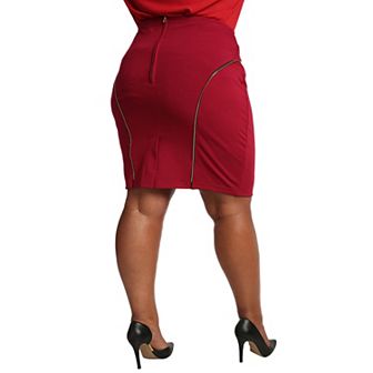 Plus Size Tiffy Pencil Skirt With Zipper Trim On Princess Lines