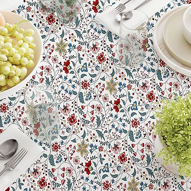 Square Tablecloth, 100% Polyester, 60x60", Botanical Doodles