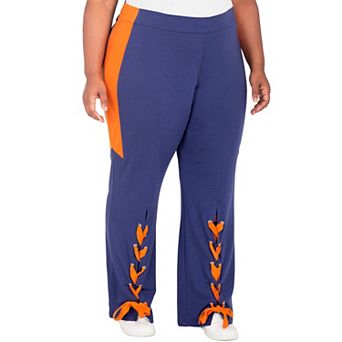 Plus Size Vilma Curvy Fit Mid-Rise Flared Pants with Lace Up Hem