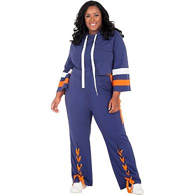 Plus Size Vilma Curvy Fit Mid-Rise Flared Pants with Lace Up Hem