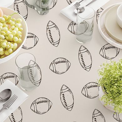 Square Tablecloth, 100% Cotton, 52x52", Football Sketch