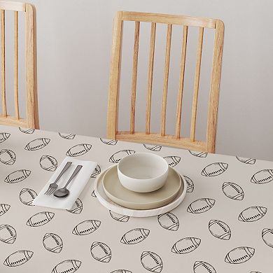 Square Tablecloth, 100% Cotton, 52x52", Football Sketch