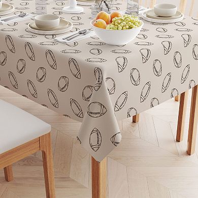 Square Tablecloth, 100% Cotton, 52x52", Football Sketch