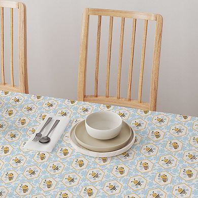 Square Tablecloth, 100% Polyester, 70x70", Cartoon Honeycomb Bees