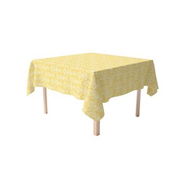 Rectangular Tablecloth, 100% Polyester, 60x84", Yellow Keyhole Damask