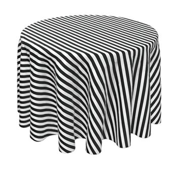 Round Tablecloth, 100% Polyester, 70" Round, Small Stripes, Black