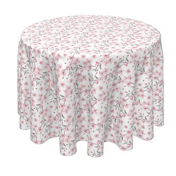 Round Tablecloth, 100% Polyester, 70" Round, Pink Floral Blossom