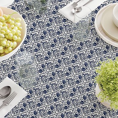 Square Tablecloth, 100% Cotton, 52x52", Cranes in Damask