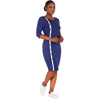 Poetic Justice Women's Plus Size Pauline Dress, Navy Blue, Small