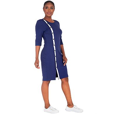 Pauline Side Snap Button Knee-Length Sheath Dress