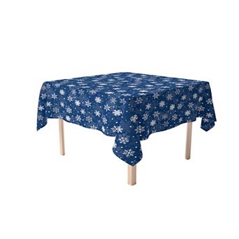 Rectangular Tablecloth, 100% Polyester, 60x104", Winter Blue Snowflakes