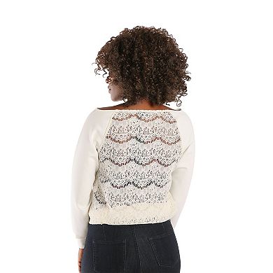 Nia Lace Boatneck Pullover With Ponte Sleeves