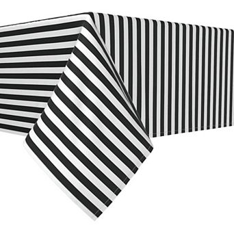 Rectangular Tablecloth, 100% Polyester, 60x120", Small Stripes, Black
