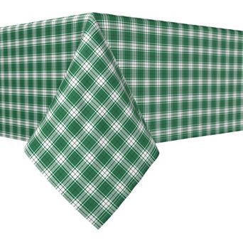 Rectangular Tablecloth, 100% Cotton, 52x84", Christmas Green Plaid