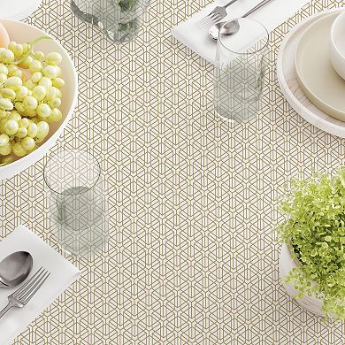 Rectangular Tablecloth, 100% Cotton, 52x84", Geometric Golden Design