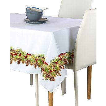 Rectangular Tablecloth, 100% Polyester, 60x120", Hanging Pinecones Garland