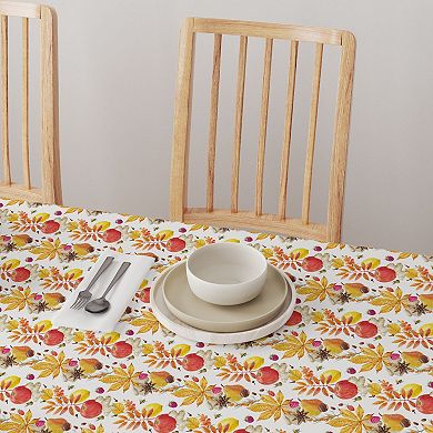Round Tablecloth, 100% Polyester, 60" Round, Fall Time Fruits & Leaves