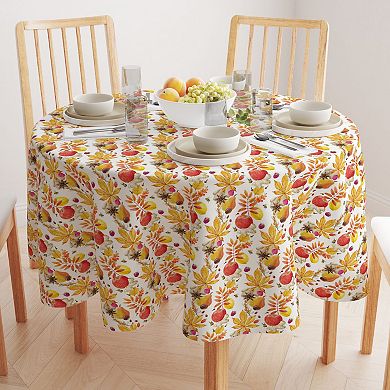 Round Tablecloth, 100% Polyester, 60" Round, Fall Time Fruits & Leaves
